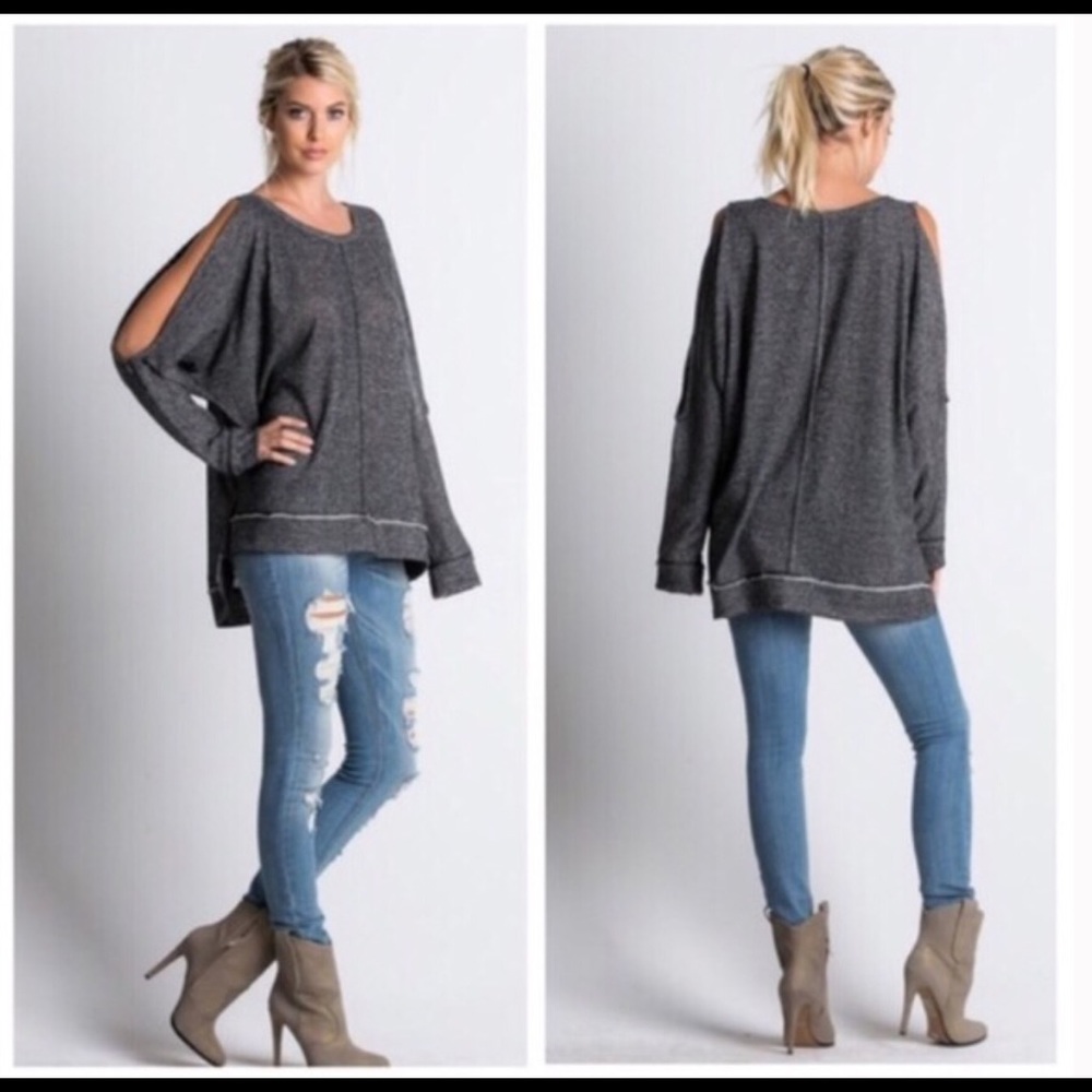 Cold Shoulder French Terry Black size large