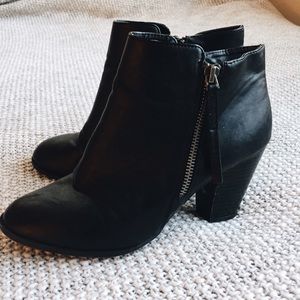 Black leather ankle boots