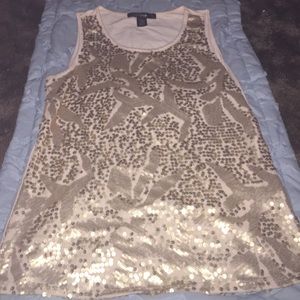 Cream sequined tank