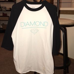 Black and white Diamond 3/4 baseball tee