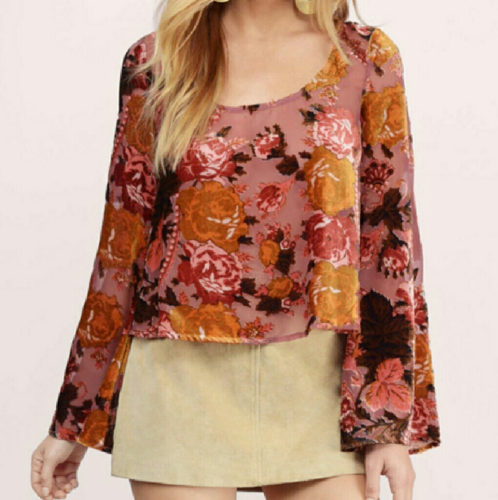 Floral Burnout Velvet Crop Top
