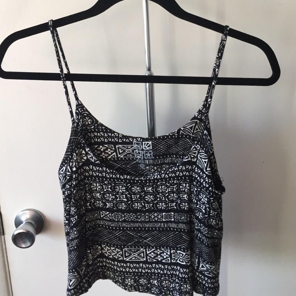 Flowy black and white spaghetti strap tank top