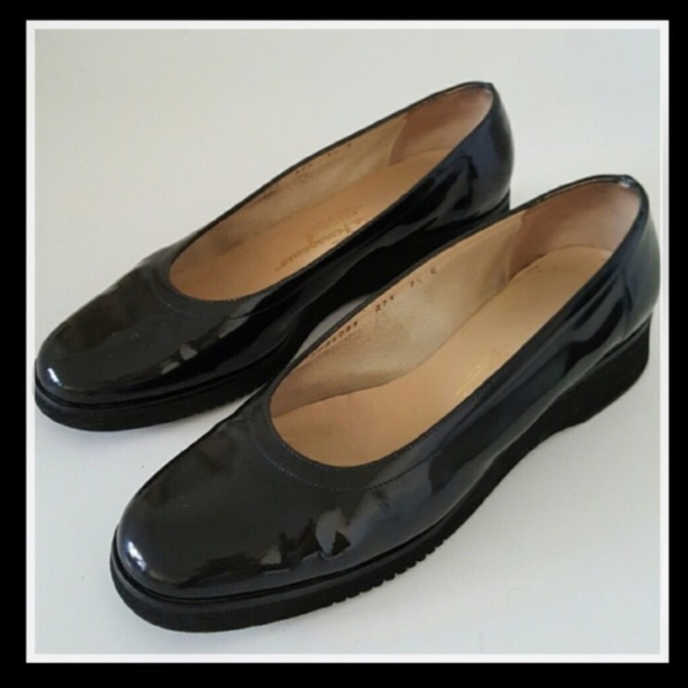 Salvatore Ferragamo black patent flats
