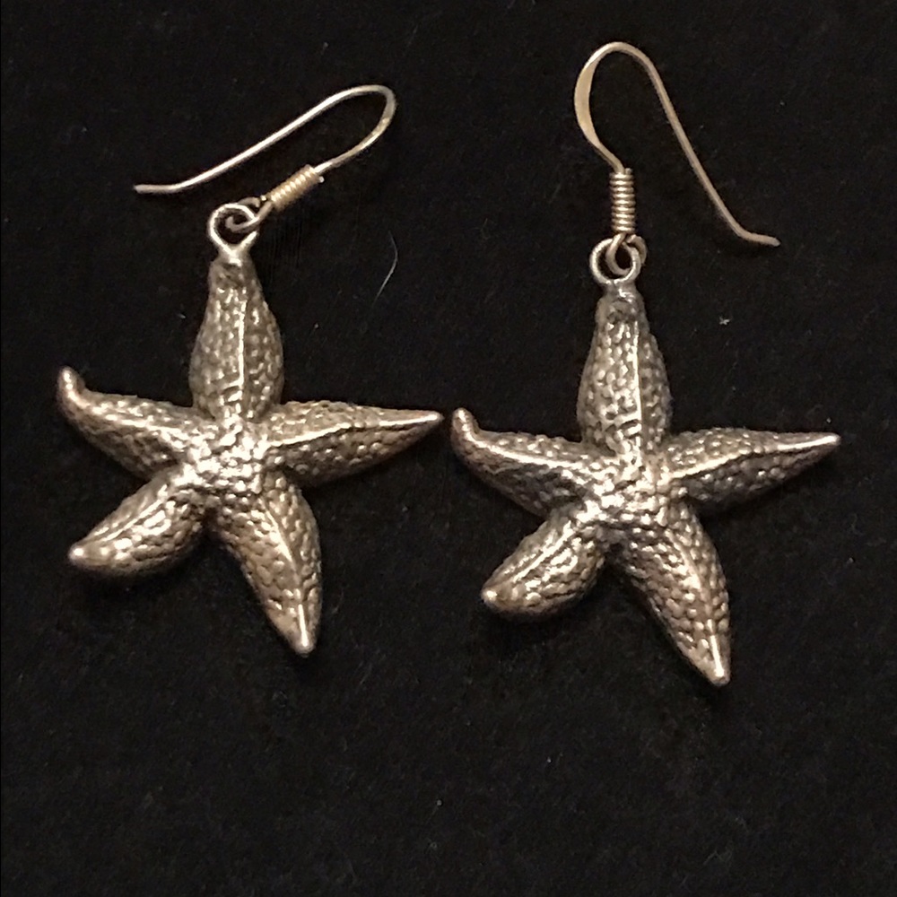 Silver starfish earrings