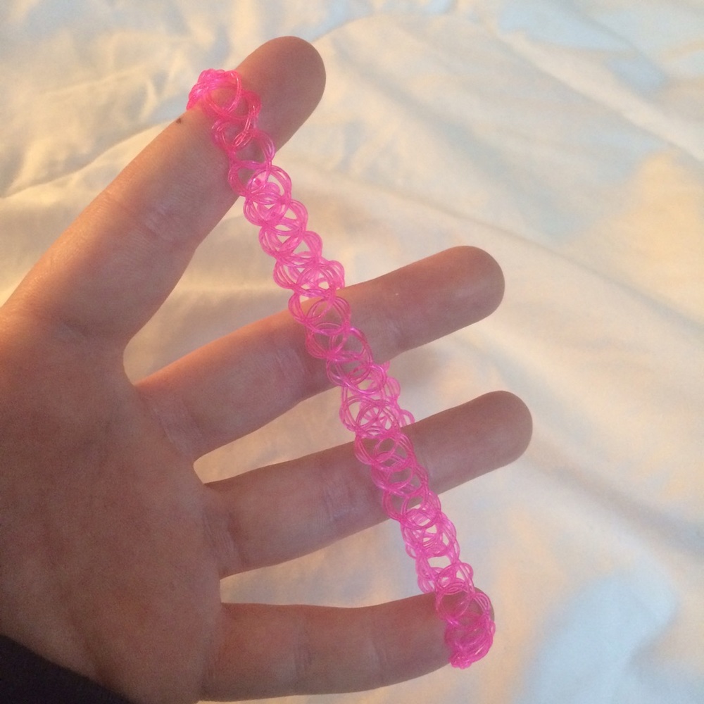 hot pink tattoo stretch choker