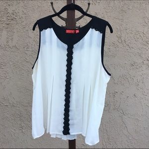 ELLE Black and White Lace Top