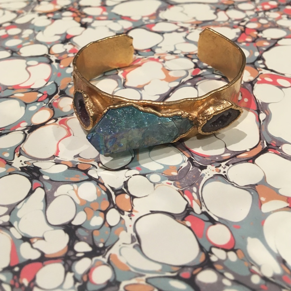 Druze bangle gold dipped cuff