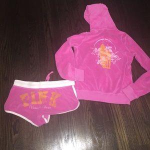 Victoria Secret Pink Shorts and Sweatshirt Small