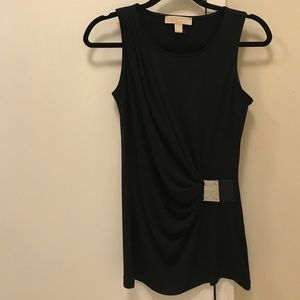 Michael Kors Side Drape Top with Detail in Black