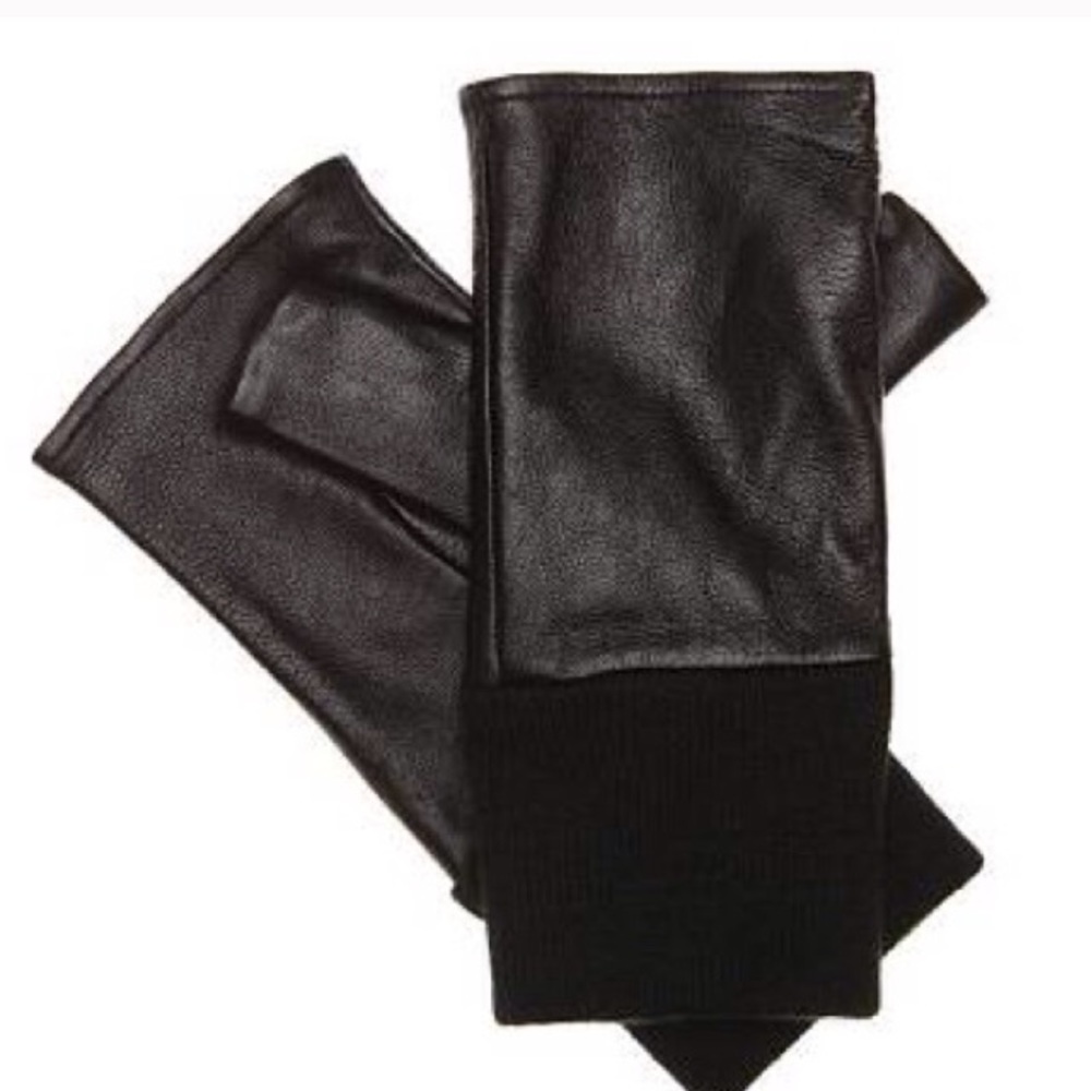 NWT - Black Fingerless Moto Leather Gloves