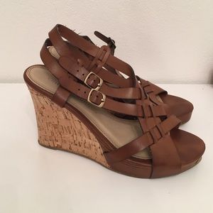 Tan Strappy Platform Shoes
