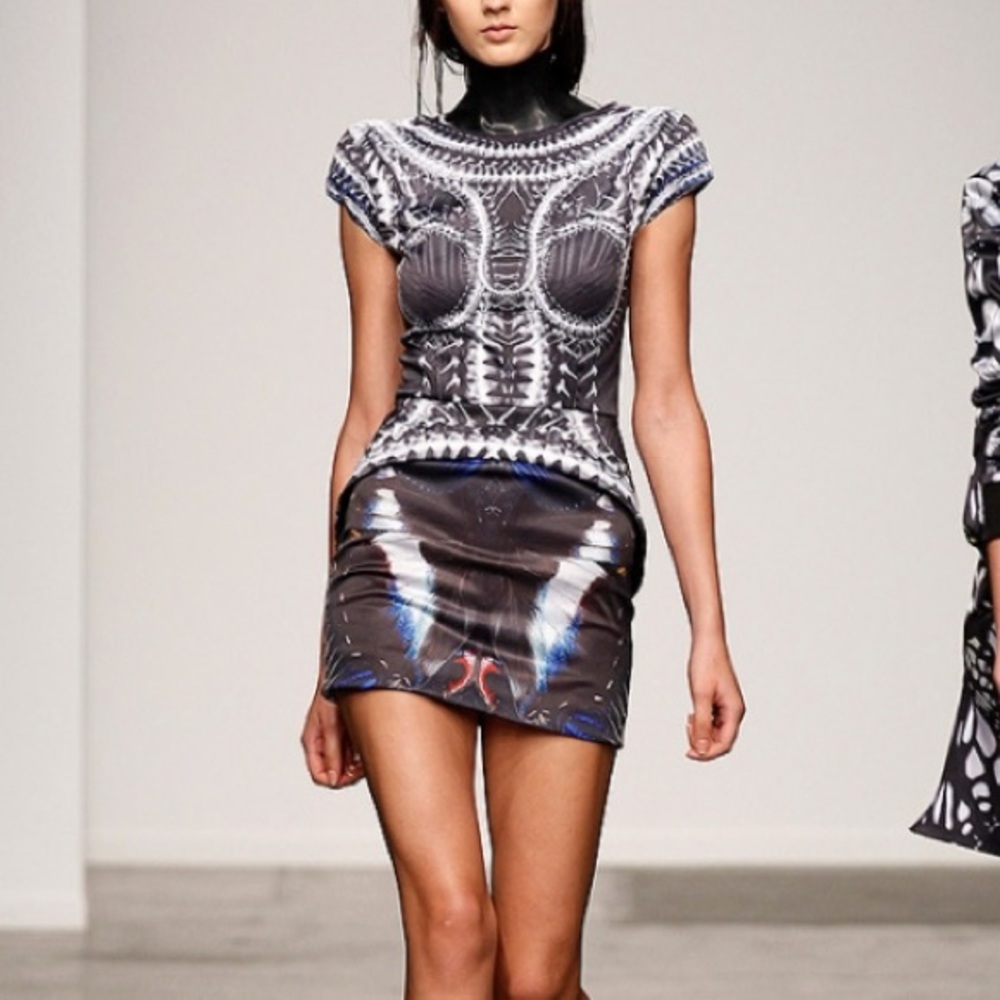 Skingraft designs X-ray peplum dress- RUNWAY/Rare!