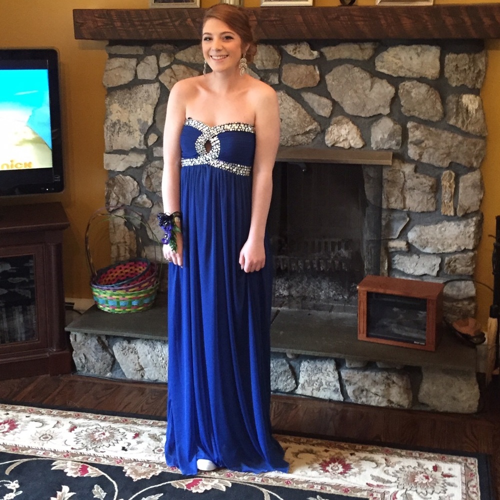 Blue simple prom dress