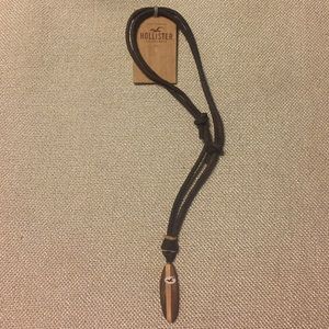 Hollister leather cord surf board necklace