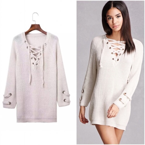 Super soft oversized Vneck knit sweater Ivory - Picture 3 of 4