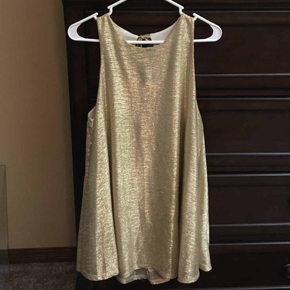 Dainty Hooligan Shimmery Gold Shift Dress