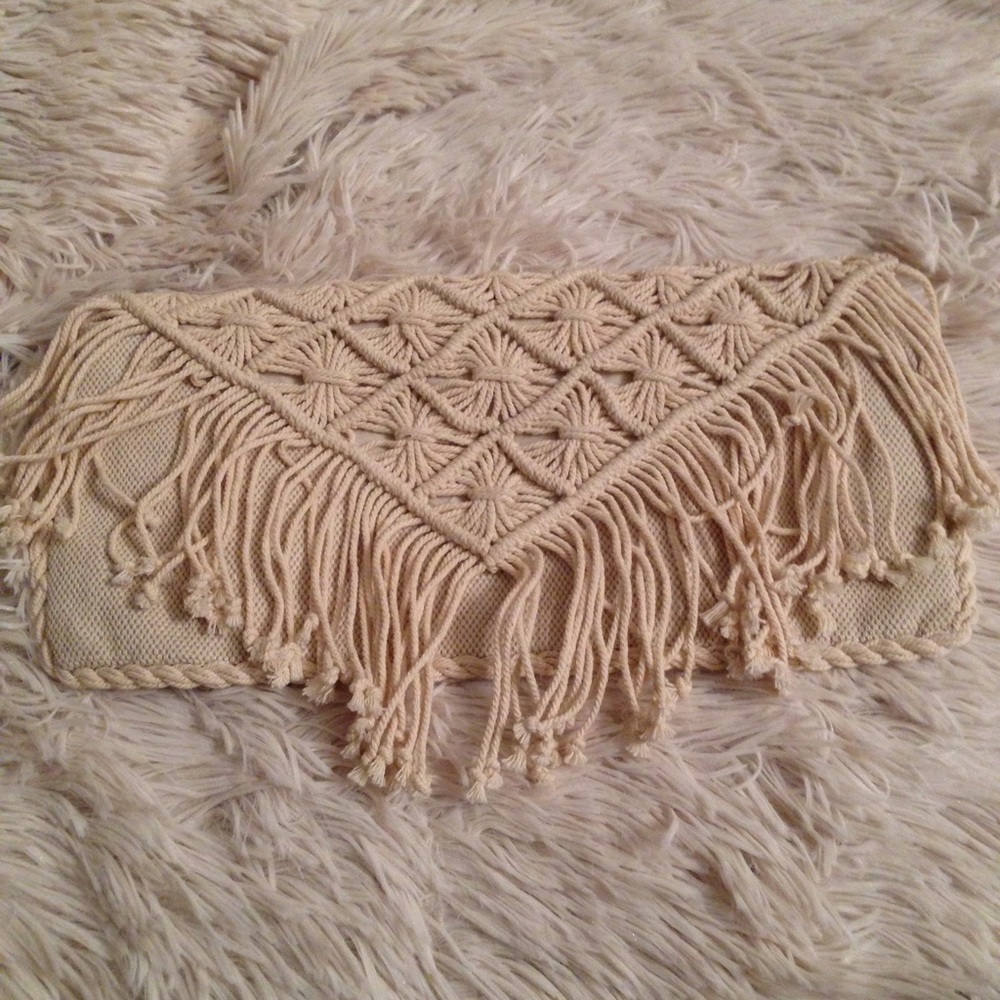 American Eagle Macrame Fringed Envelope Clutch