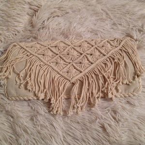 American Eagle Macrame Fringed Envelope Clutch