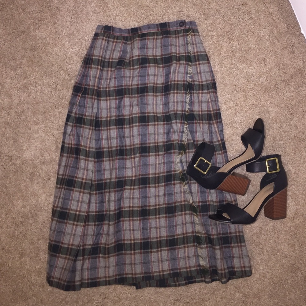100% wool plaid midi