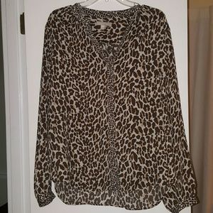 Button up cheetah blouse