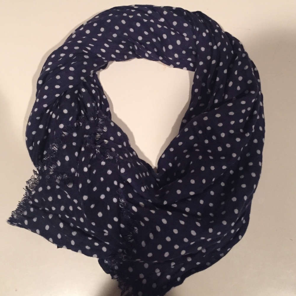 Blue with White Polka dot scarf
