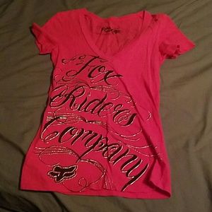 Pink fox tshirt vneck