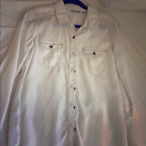 White button up soft jean top