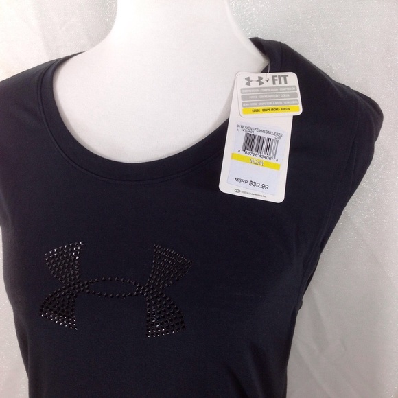 Under Armour Cap Sleeve "Studded" Logo Shirt-Med - Picture 4 of 7