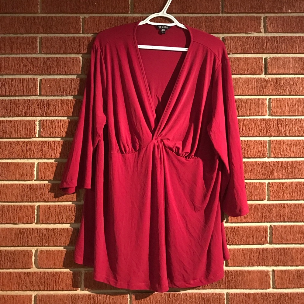 George long sleeve red dressy stretch tunic 2X