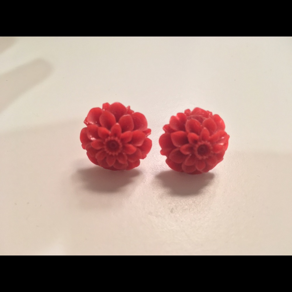 Urban Outfitters Red Flower Studs