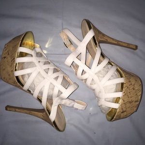 "BRIDA" Beautiful White Entwined Platform Heels