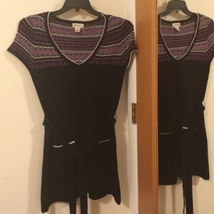 Black and purple wool mini-dress