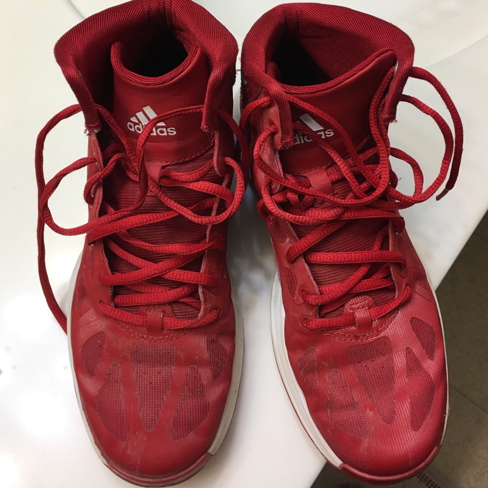 Boys Red/Red Adidas Mid - top Sneakers