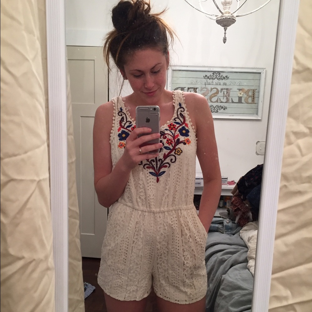 Cream Floral Romper