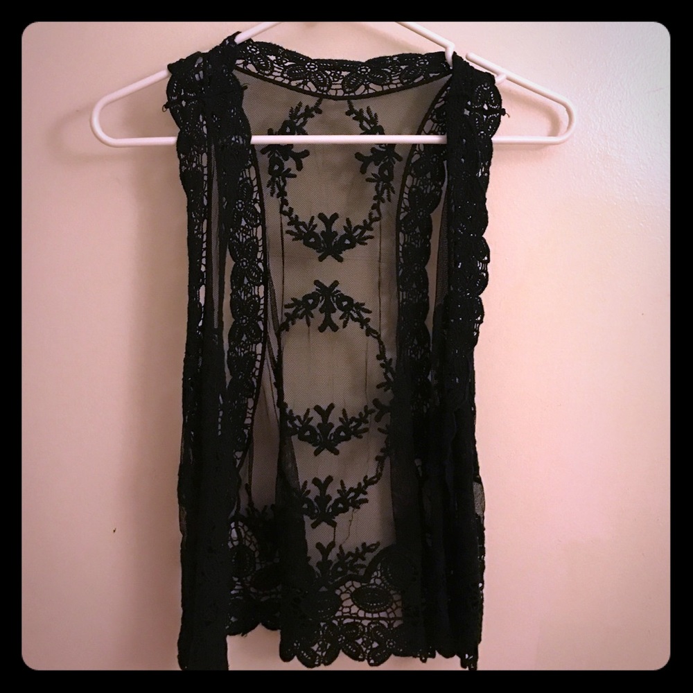 Black lace vest