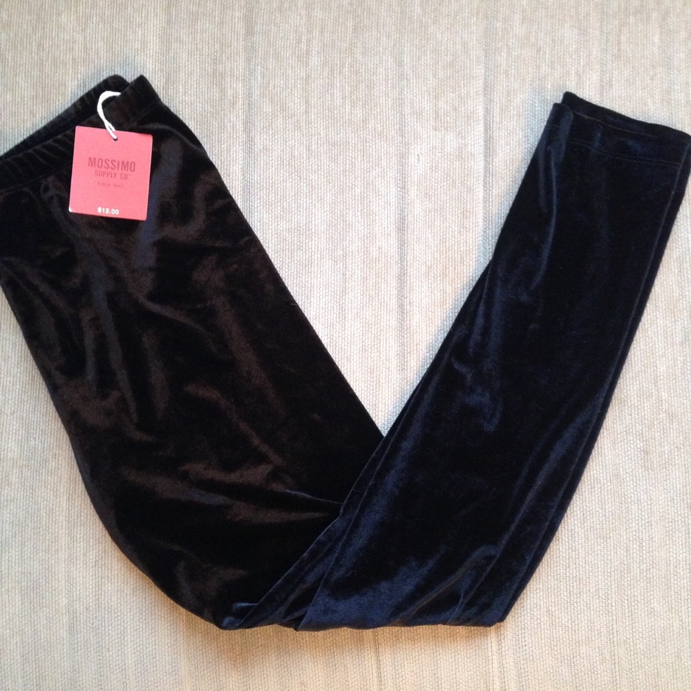 NWT Mossimo Black Velvet Leggings L