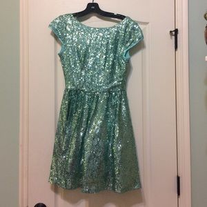 Turquoise blue sparkle sequin dress
