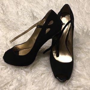 Sexy black heels suede