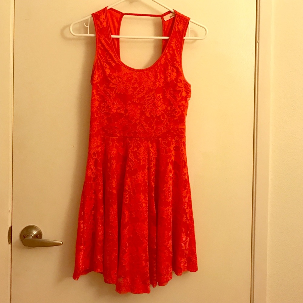 BNWOT Fun bright coral floral dress