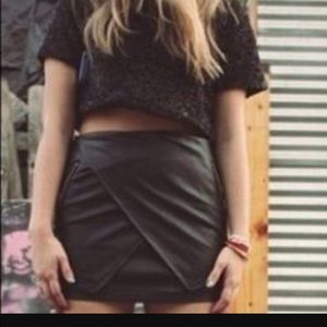 LF black leather skirt