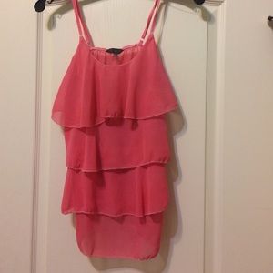 Pink coral tiered/ruffle blouse