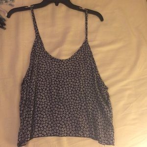 Navy flower brandy Melville spaghetti strap crop