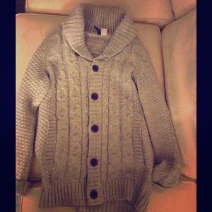 Grey cardigan.