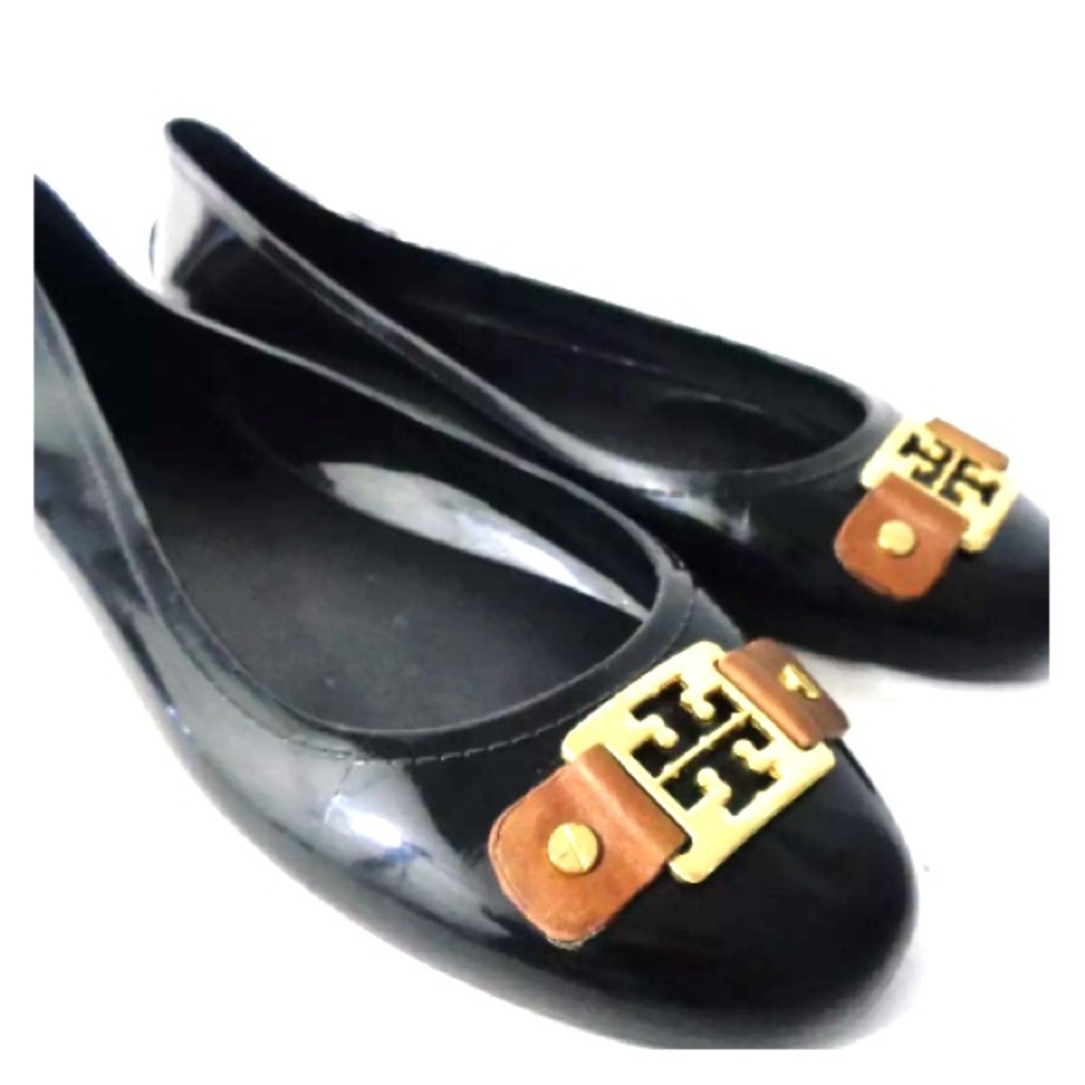 🙌🏼rare🌺Tory Burch Black Flats sz 9 EUC