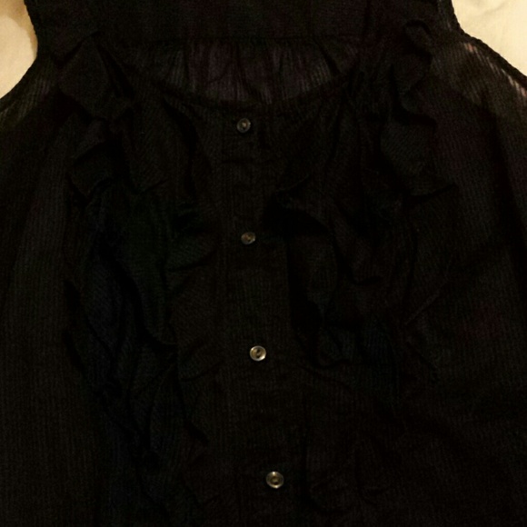 Gap Button Up, Ruffled, Navy Tank - Picture 2 of 4