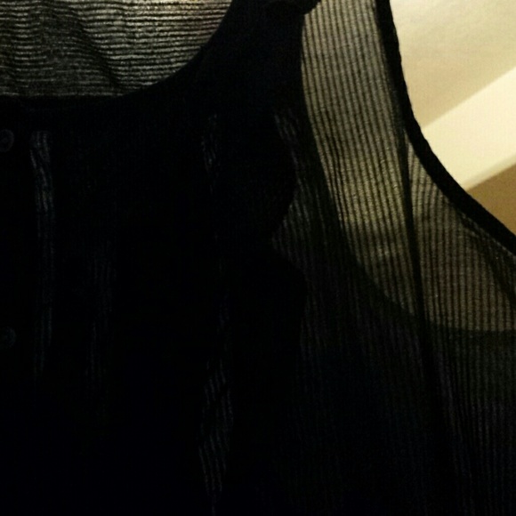 Gap Button Up, Ruffled, Navy Tank - Picture 4 of 4