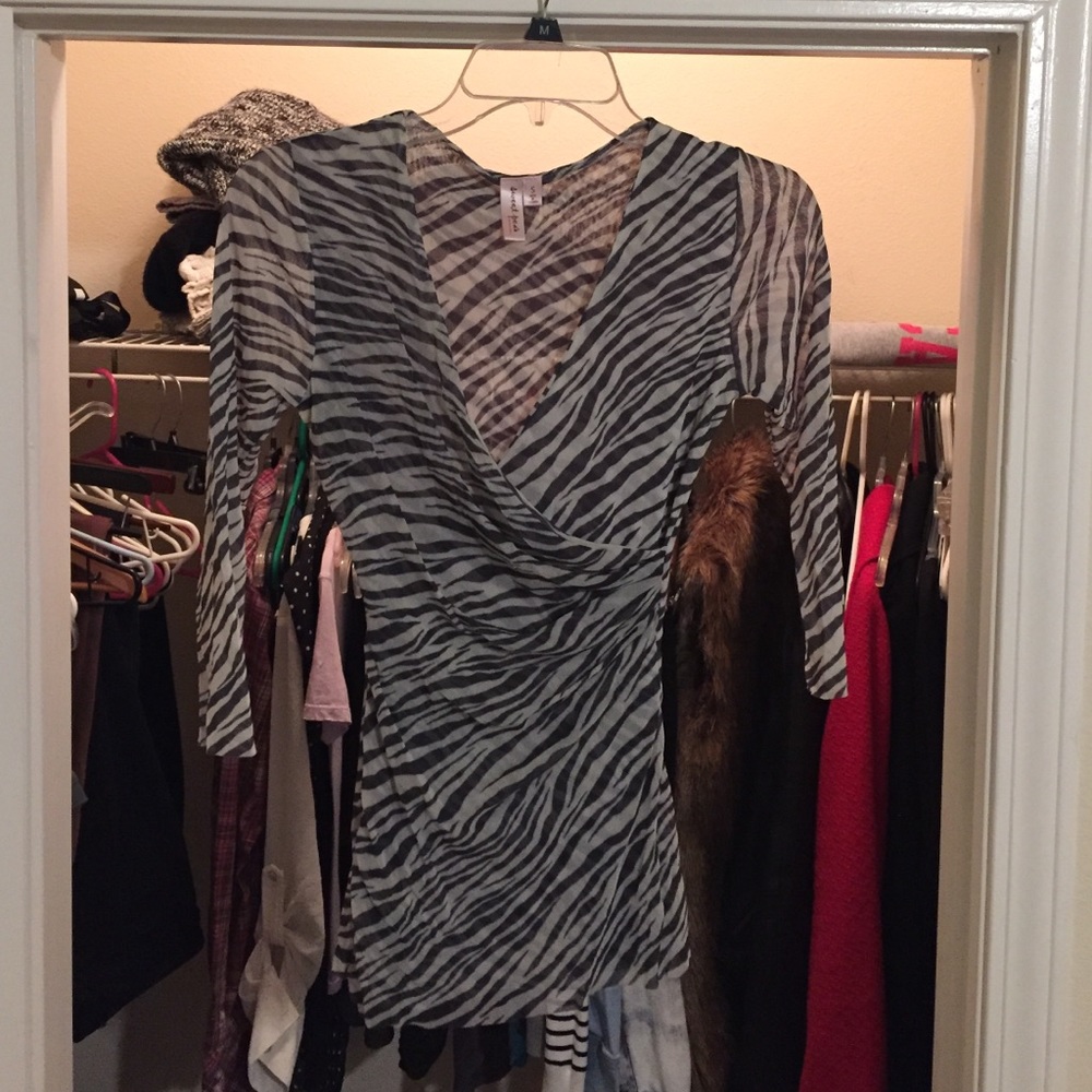 Zebra Print Sweet Pea V-Neck Top