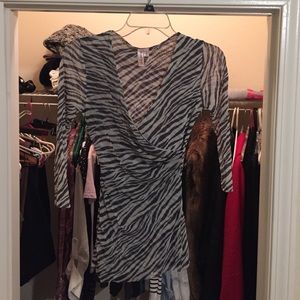 Zebra Print Sweet Pea V-Neck Top