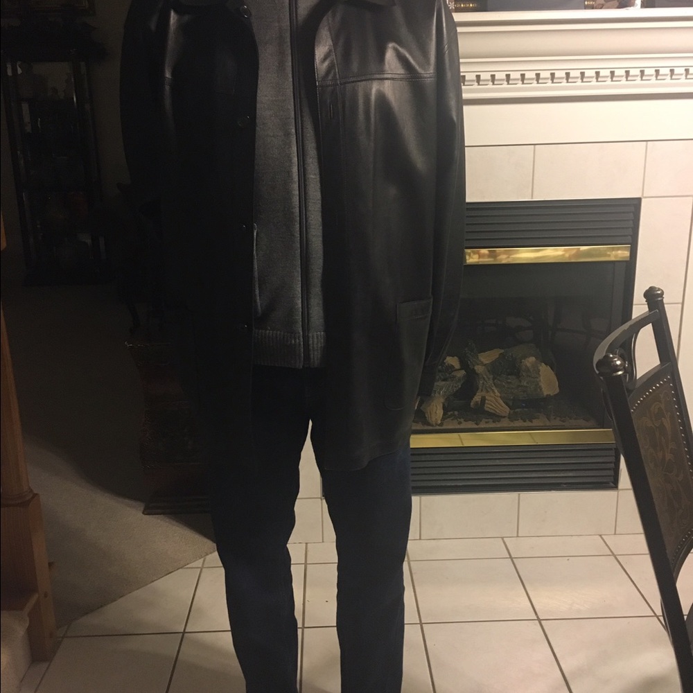 Men's 3/4 length reversible leather jacket