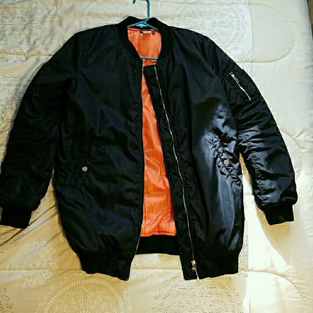 Black Fashion Nova Long Bomber jacket